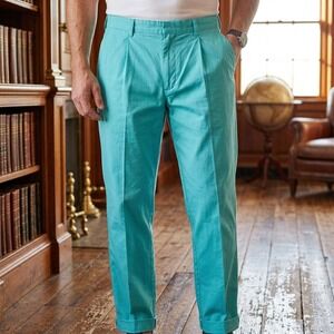 Bills Khakis Parker Pant Mens 40 Turquoise Blue Cotton Cuffed Made in USA
